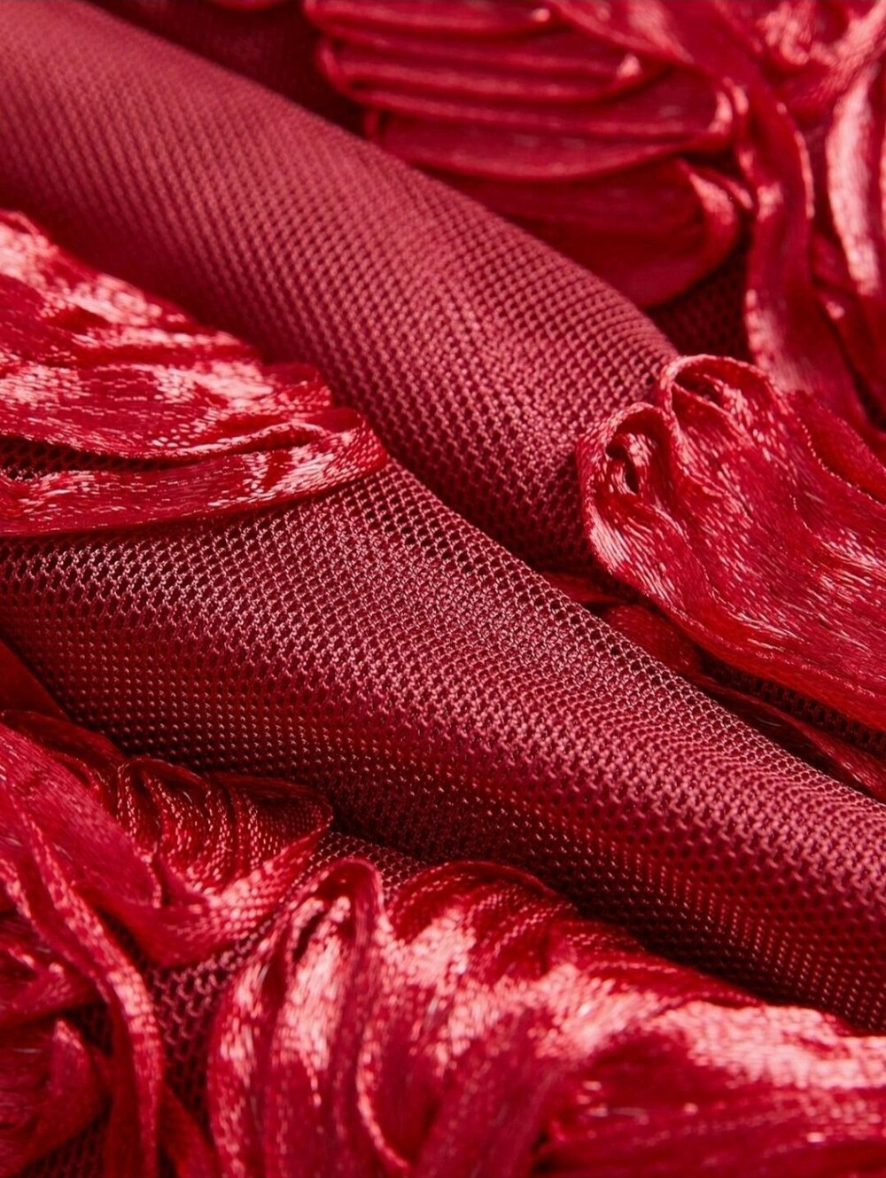 New Luxe Embroidered Sheer Floral Mesh Bodycon Mermaid Dress Red - Picture 11 of 15